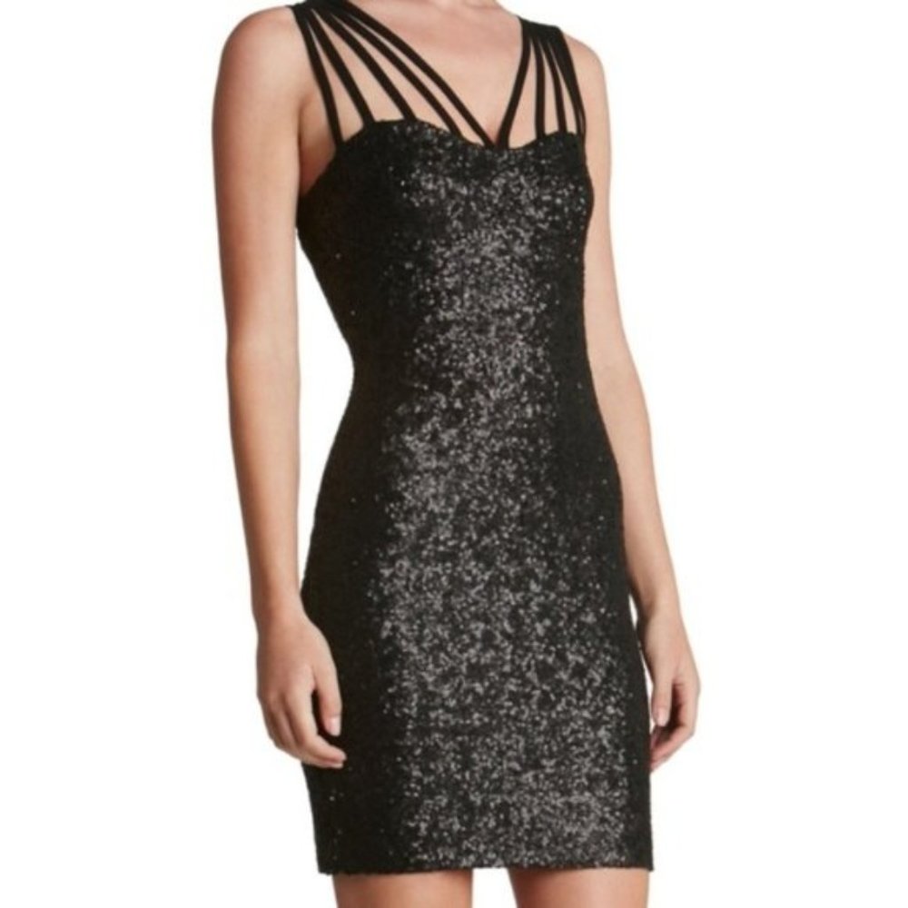 Dress the Population | Black Sequin Strappy Dress